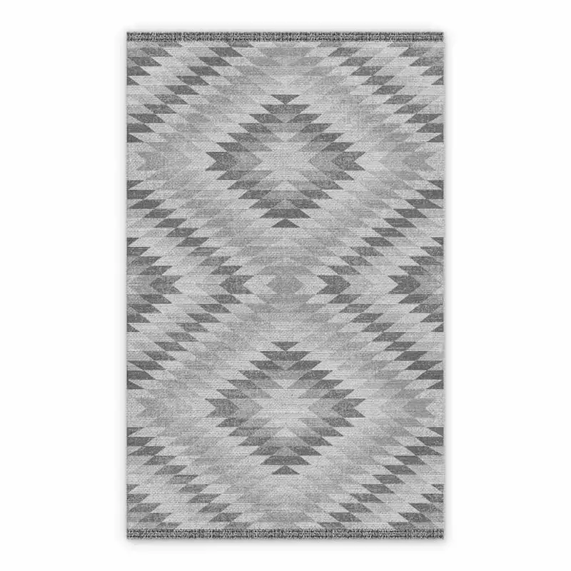 Vinyl hall runner Zohr gray geometry pattern