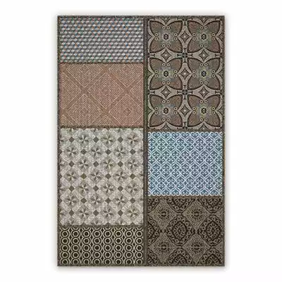 Vintage Vinyl floor mat Patchwork Abstraction Colorful