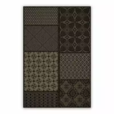 Vinyl rug runne Dark Azulejos Flowers