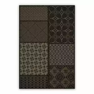 Vinyl rug runne Dark Azulejos Flowers