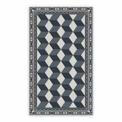 Vinyl hall runner 3D geometric squares