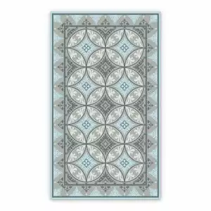 Vinyl rug runne Round beige gray tiles